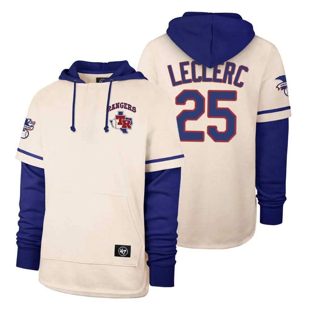 Men Texas Rangers 25 Leclerc Cream 2021 Pullover Hoodie MLB Jersey Men Texas Rangers 25 Leclerc Cream 2021 Pullover Hoodie MLB Jersey